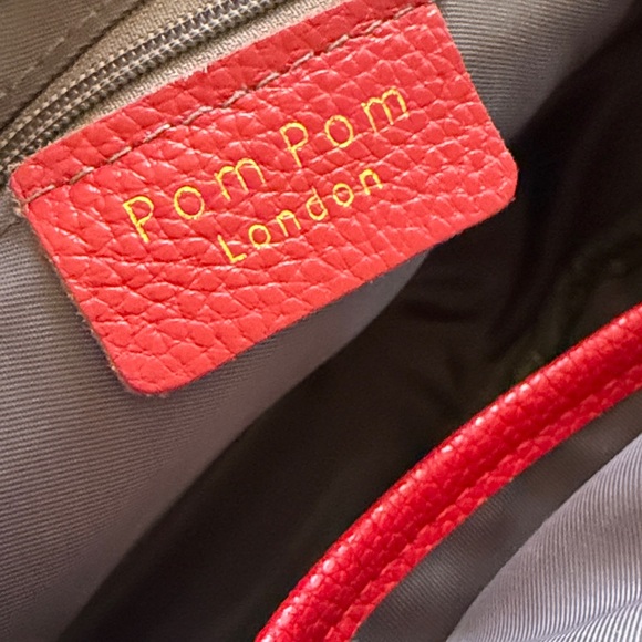 USED Original Pom Pom London Mayfair Red Leather Pebbled Crossbody Bag. - Picture 4 of 12